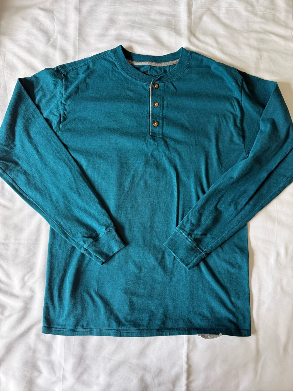 Hanes Beefy Men's Teal Long-Sleeve Henley Shirt